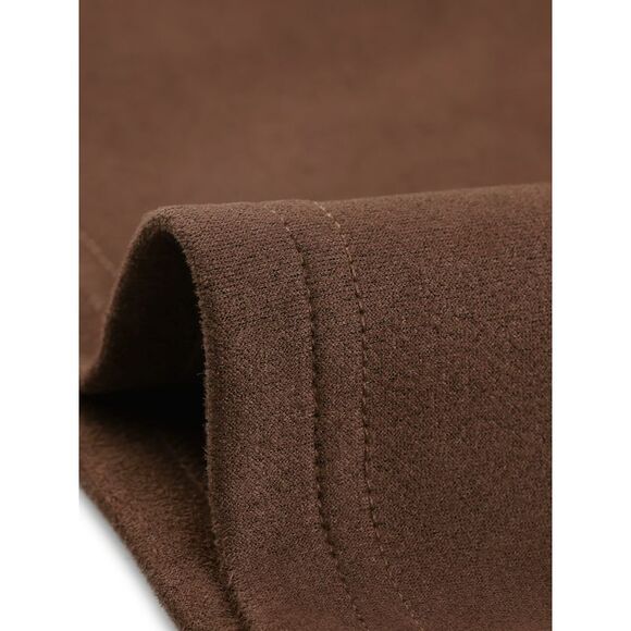 Faux Suede Vest Cardigan Belted Long Jacket Sleeveless Blazer Brown - Picture 5 of 5